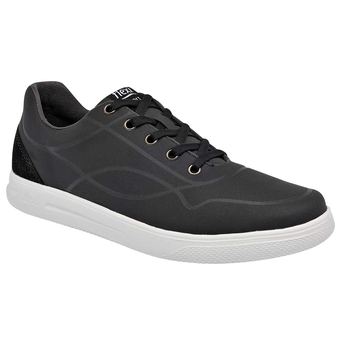 Con cordones Exterior Sintético Color Negro Para Hombre De Flexi