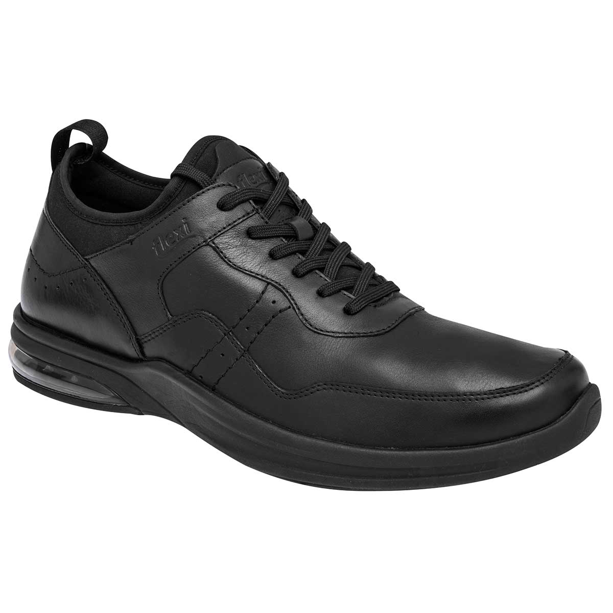 Confort y diabético Exterior Piel Color Negro Para Hombre De Flexi