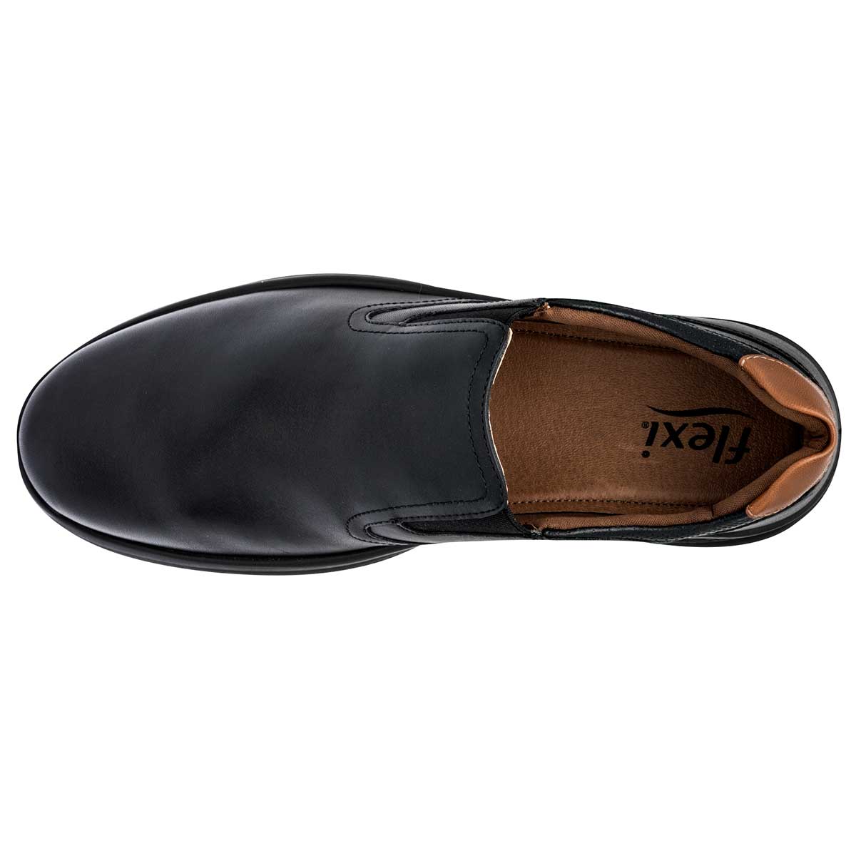 Confort y diabético Exterior Piel Color Negro Con Camel Para Hombre De Flexi