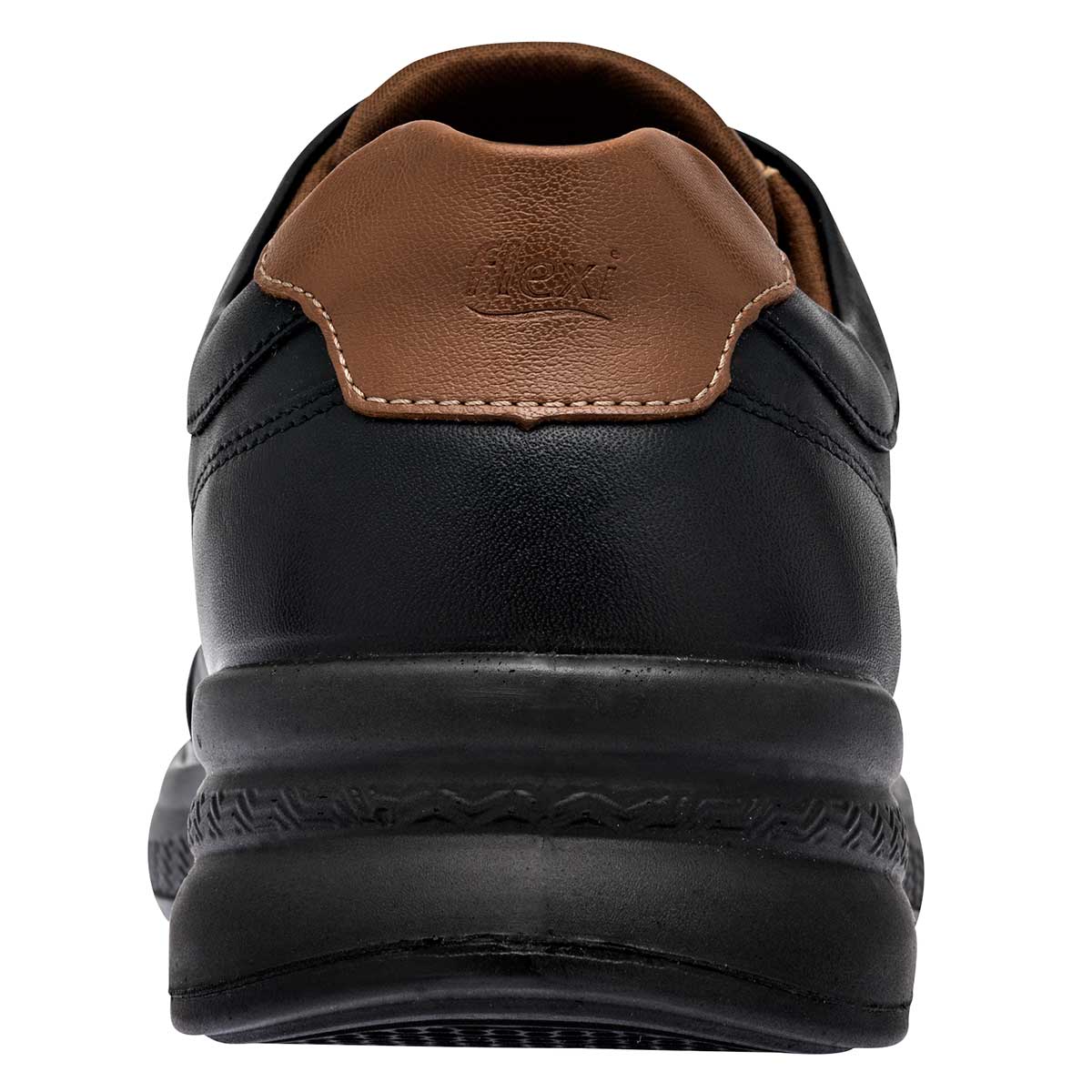 Confort y diabético Exterior Piel Color Negro Con Camel Para Hombre De Flexi