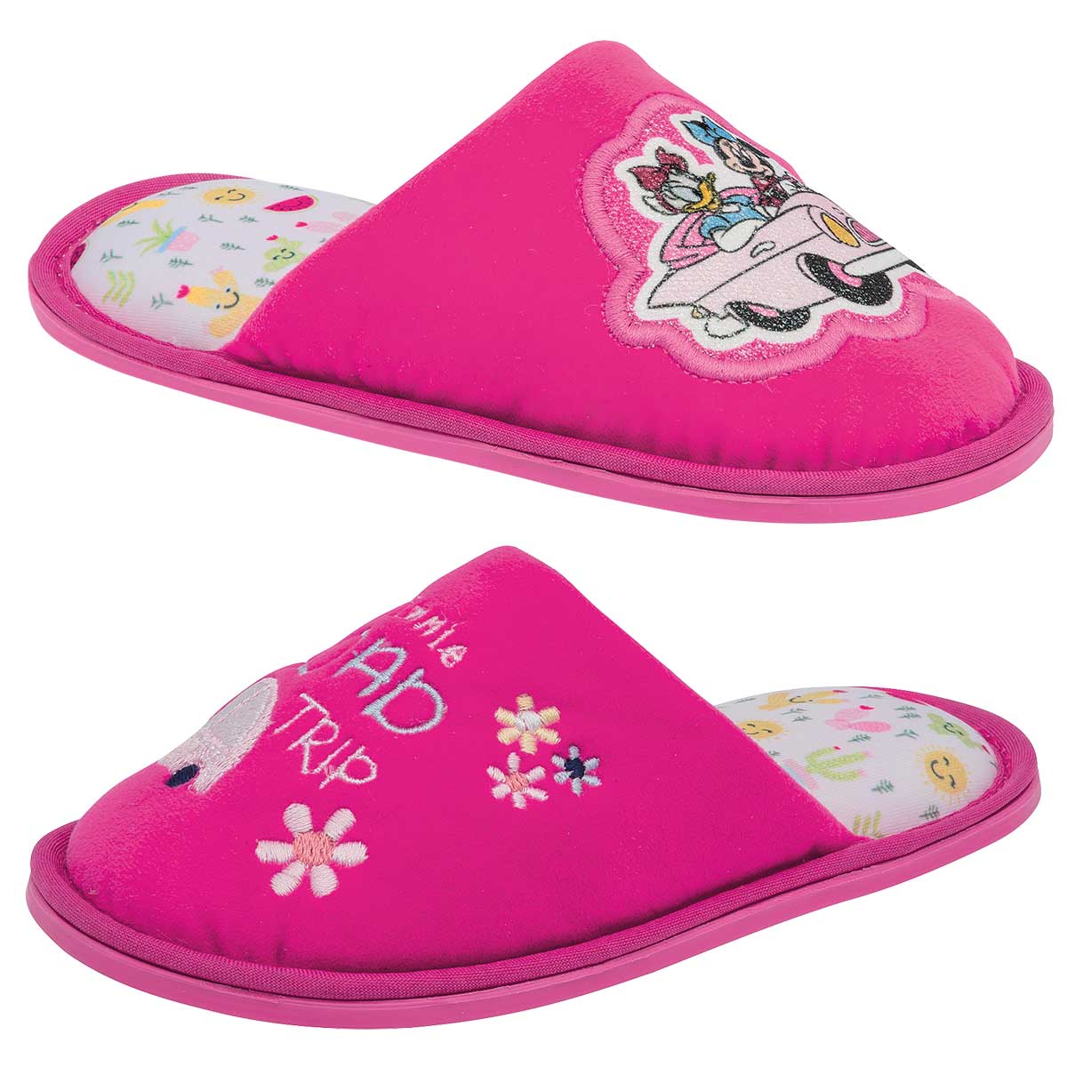 Pantufla Exterior Textil Color Rosa Para Niña De Arra