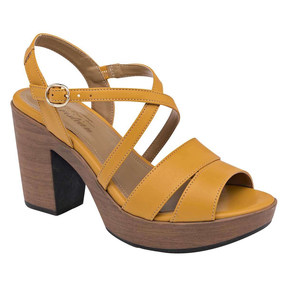 Sandalias con tacón Exterior Sintético Color Amarillo Para Mujer De D'Cristian