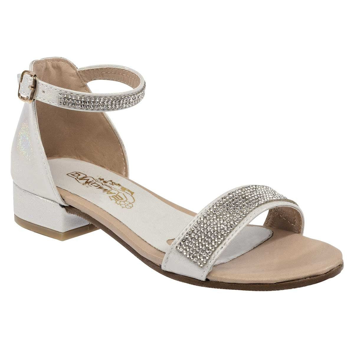 Sandalias Exterior Sintético Color Blanco Con Plata Para Niña De D'Monas