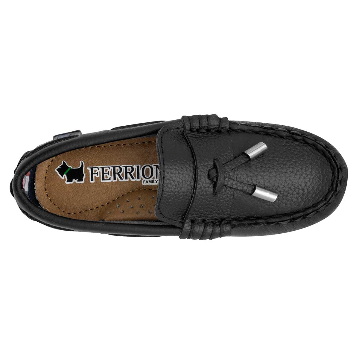 Mocasín Exterior Piel Color Negro Para Niño De Ferrioni