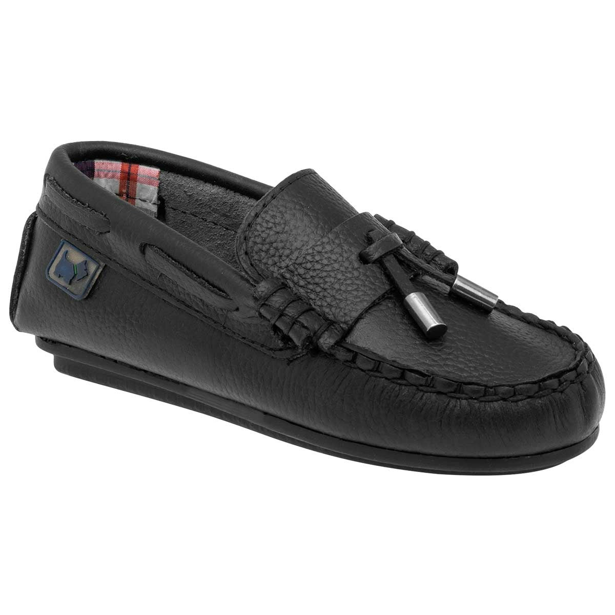 Mocasín Exterior Piel Color Negro Para Niño De Ferrioni