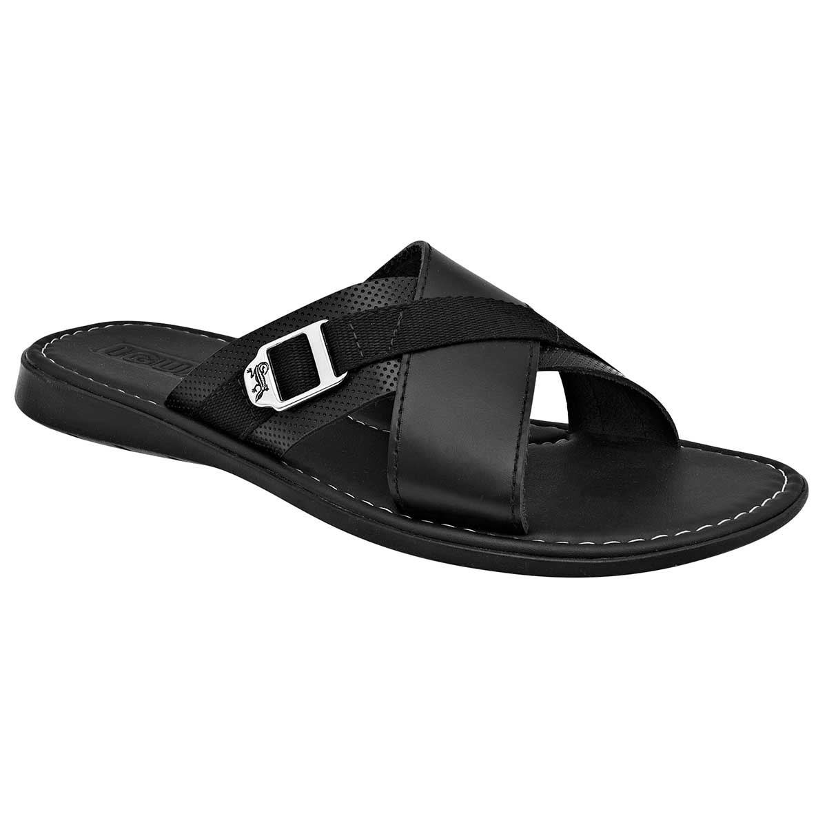 Sandalias Exterior Piel Color Negro Para Hombre De Iguana