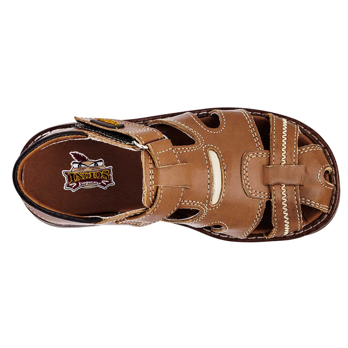 Sandalias Exterior Piel Color Camel Para Niño De Indios