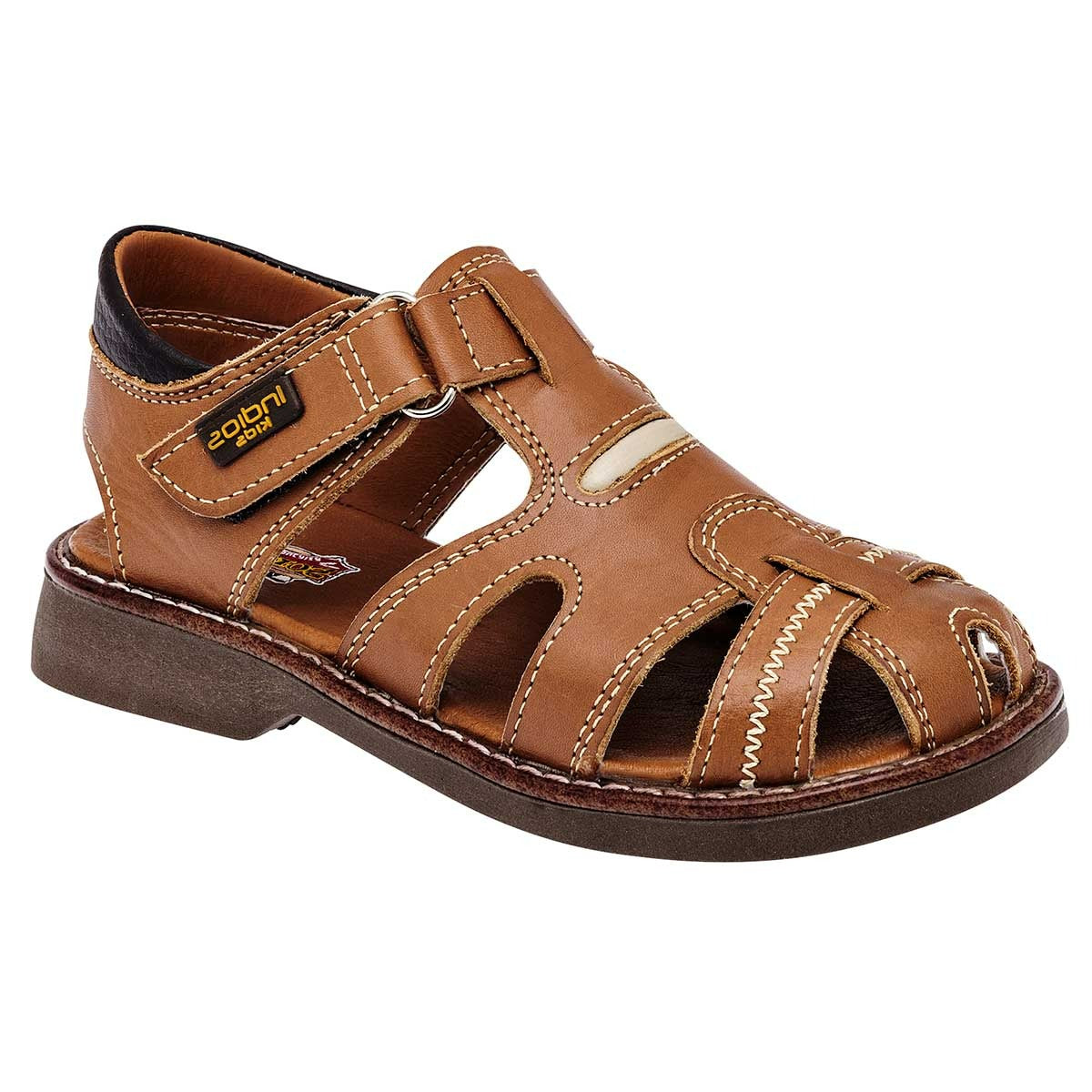 Sandalias Exterior Piel Color Camel Para Niño De Indios