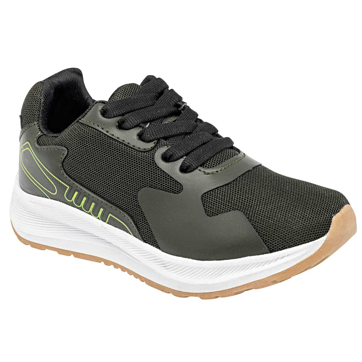 Tenis Exterior Sintético Color Olivo Para Niño De Lux-10