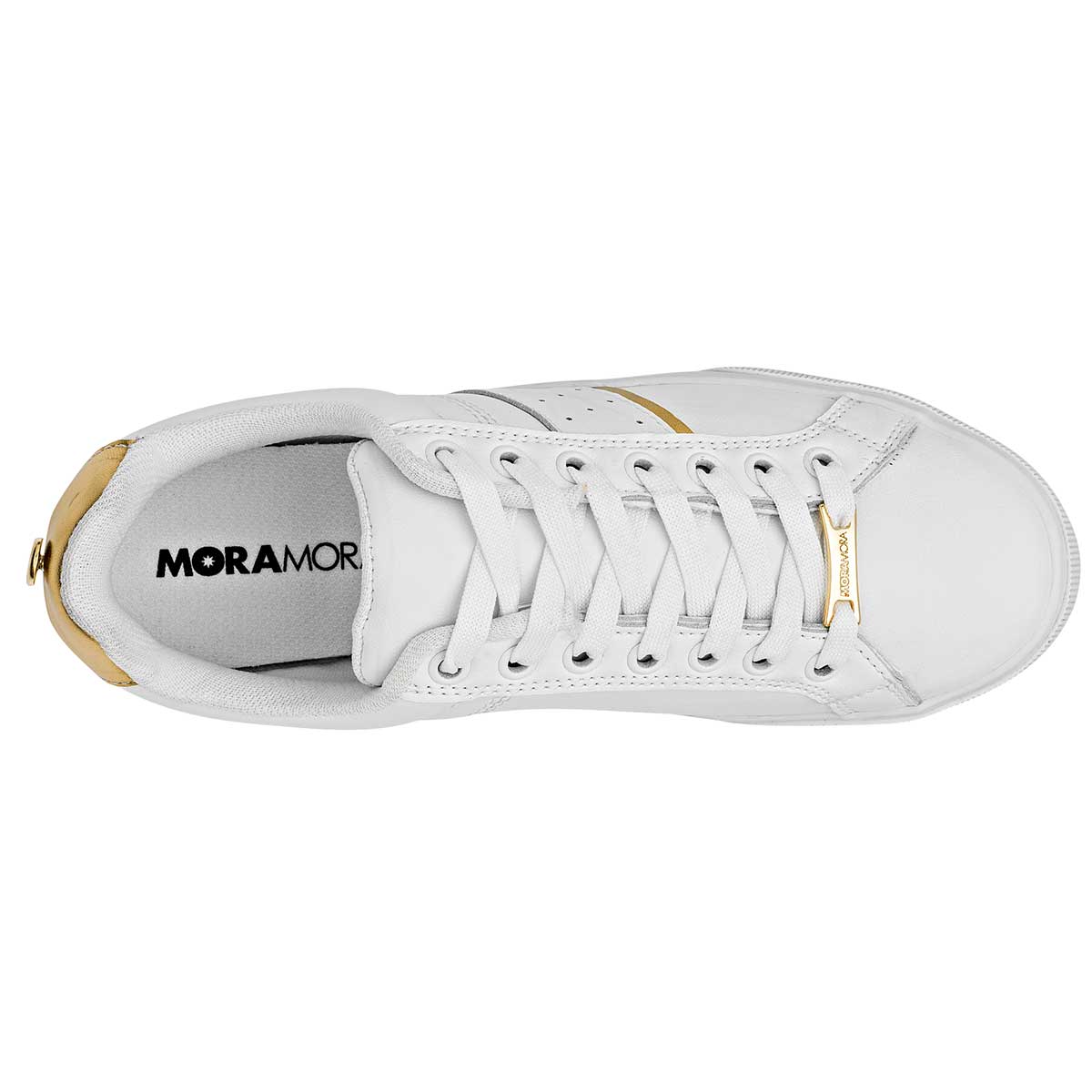 Tenis con cordones Exterior Sintético Color Blanco Oro Para Mujer De Moramora