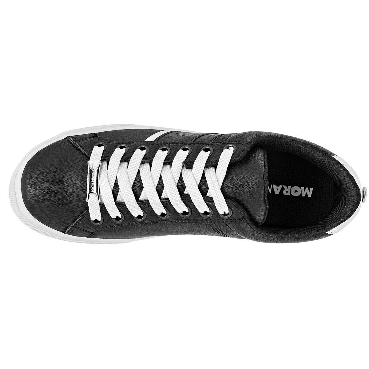 Tenis con cordones Exterior Sintético Color Negro Con Plata Para Mujer De Moramora