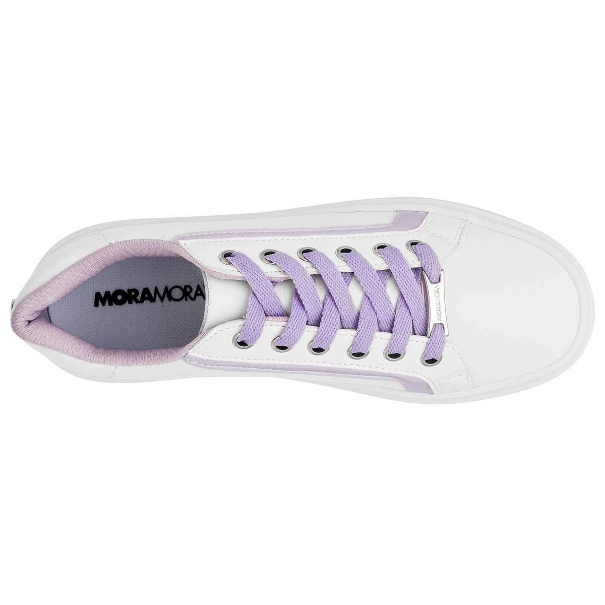 Tenis con cordones Exterior Sintético Color Blanco Para Mujer De Moramora