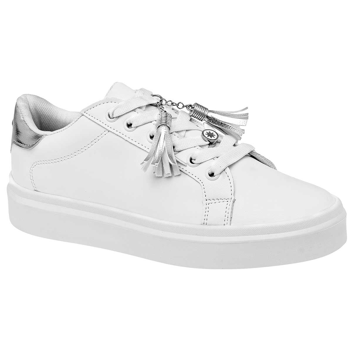 Con cordones Exterior Sintético Color Blanco Con Plata Para Mujer De Moramora