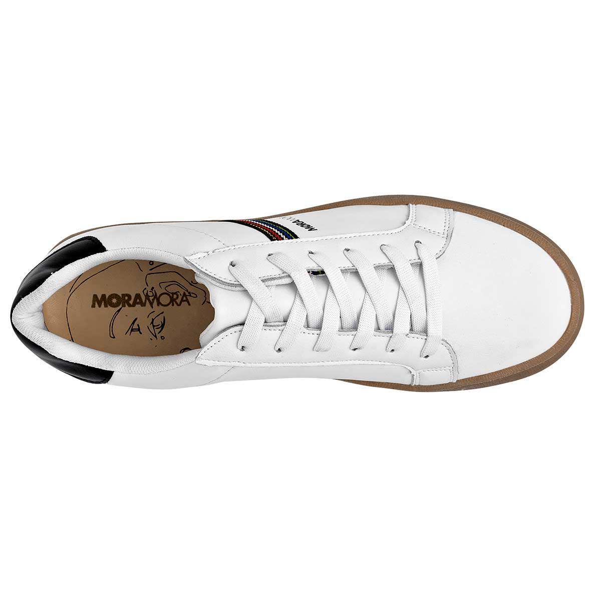 Tenis con cordones Exterior Sintético Color Blanco Negro Para Hombre De Moramora