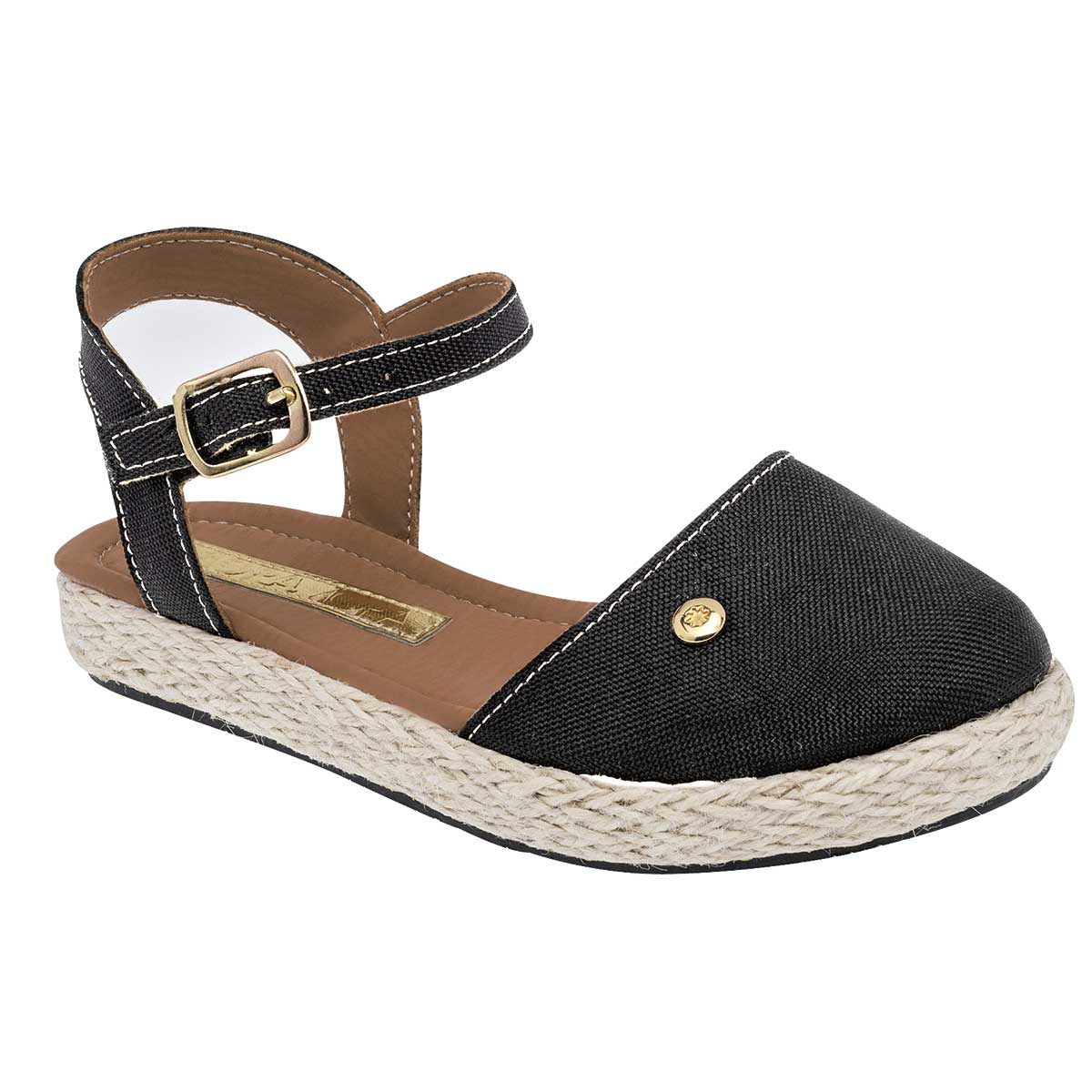 Sandalias Exterior Textil Color Negro Para Niña De Moramora