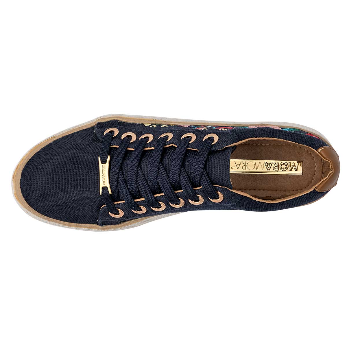 Tenis con cordones Exterior Textil Color Marino Para Mujer De Moramora