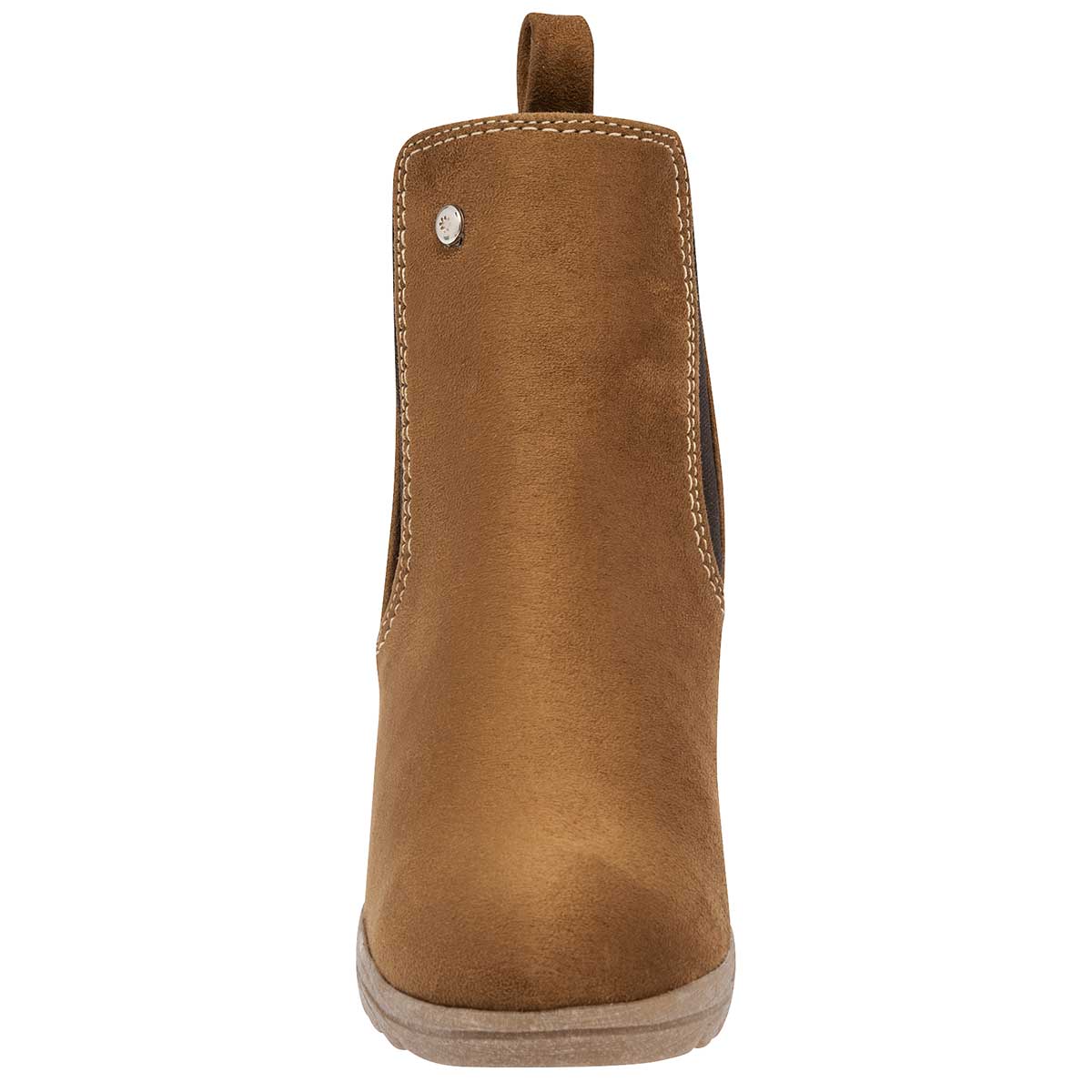 Botín con cuña Exterior Textil Color Camel Con Café Para Mujer De Moramora