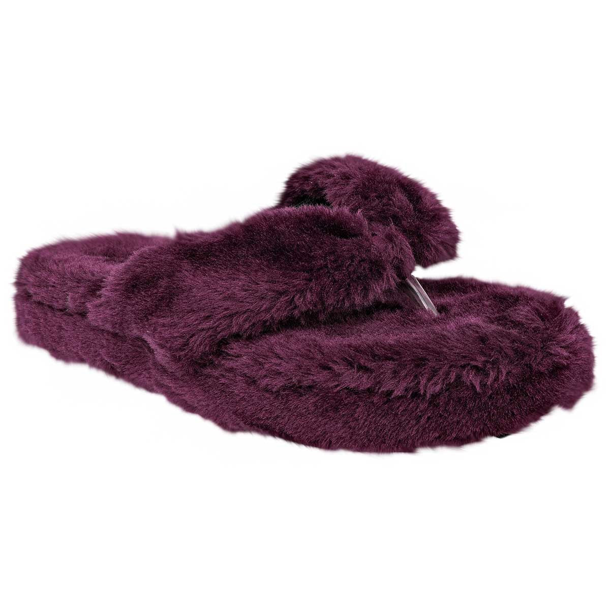 Pantuflas Exterior Textil Color Vino Para Mujer De Moramora