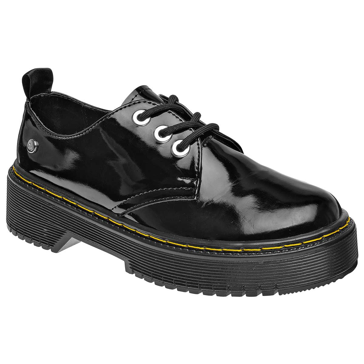 Oxfords Exterior Sintético Color Negro De Charol Para Mujer De Moramora