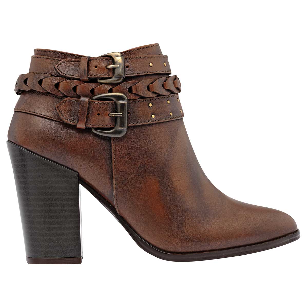 Botas tipo western Exterior Piel Color Café Para Mujer De Seducta