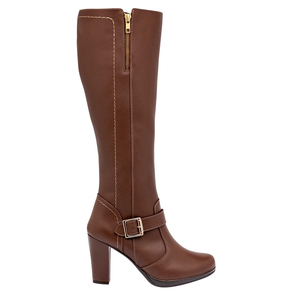 Botas altas Exterior Piel Color Camel Para Mujer De Seducta