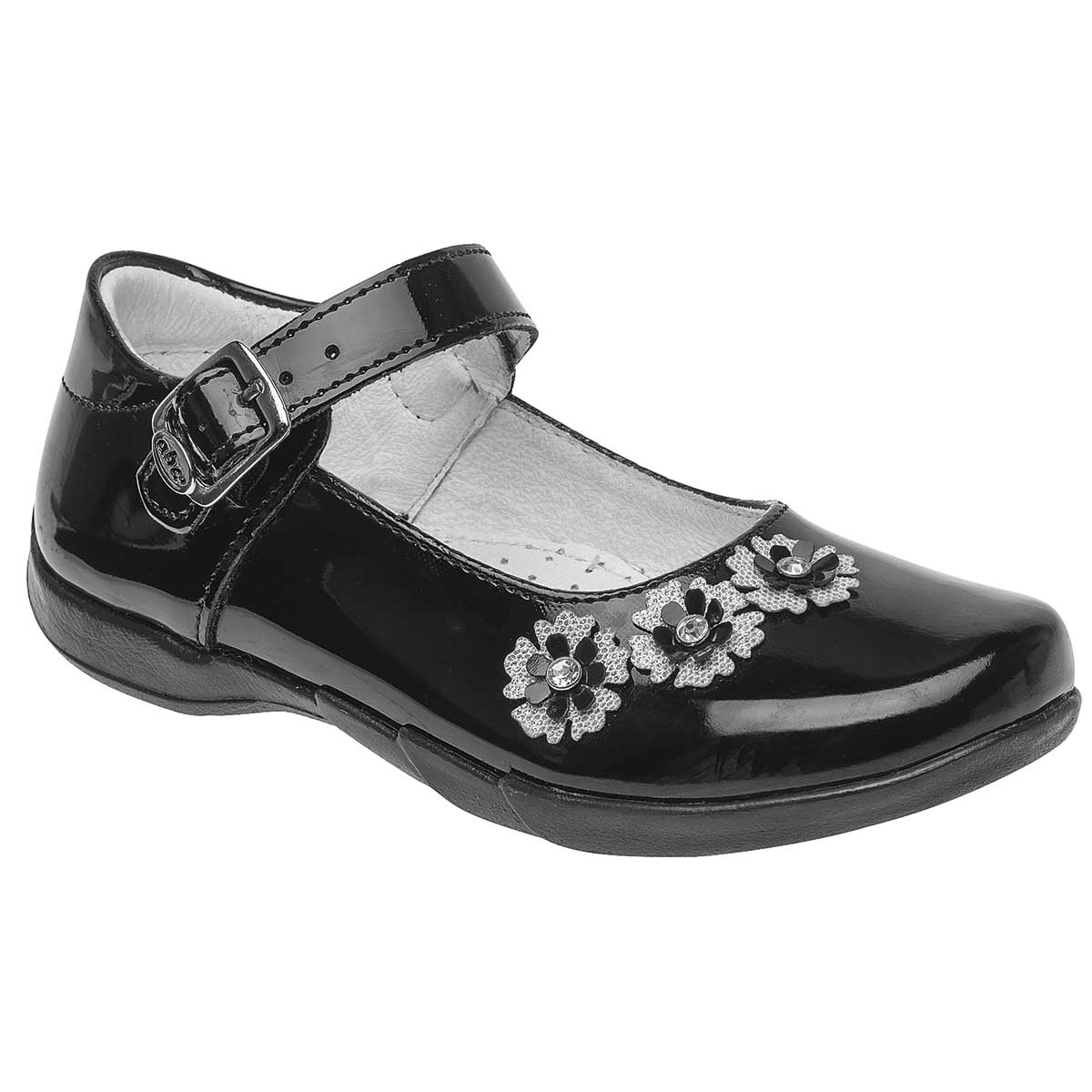 Mary jane Exterior Sintético Color Negro De Charol Para Niña De Abc Zapatitos