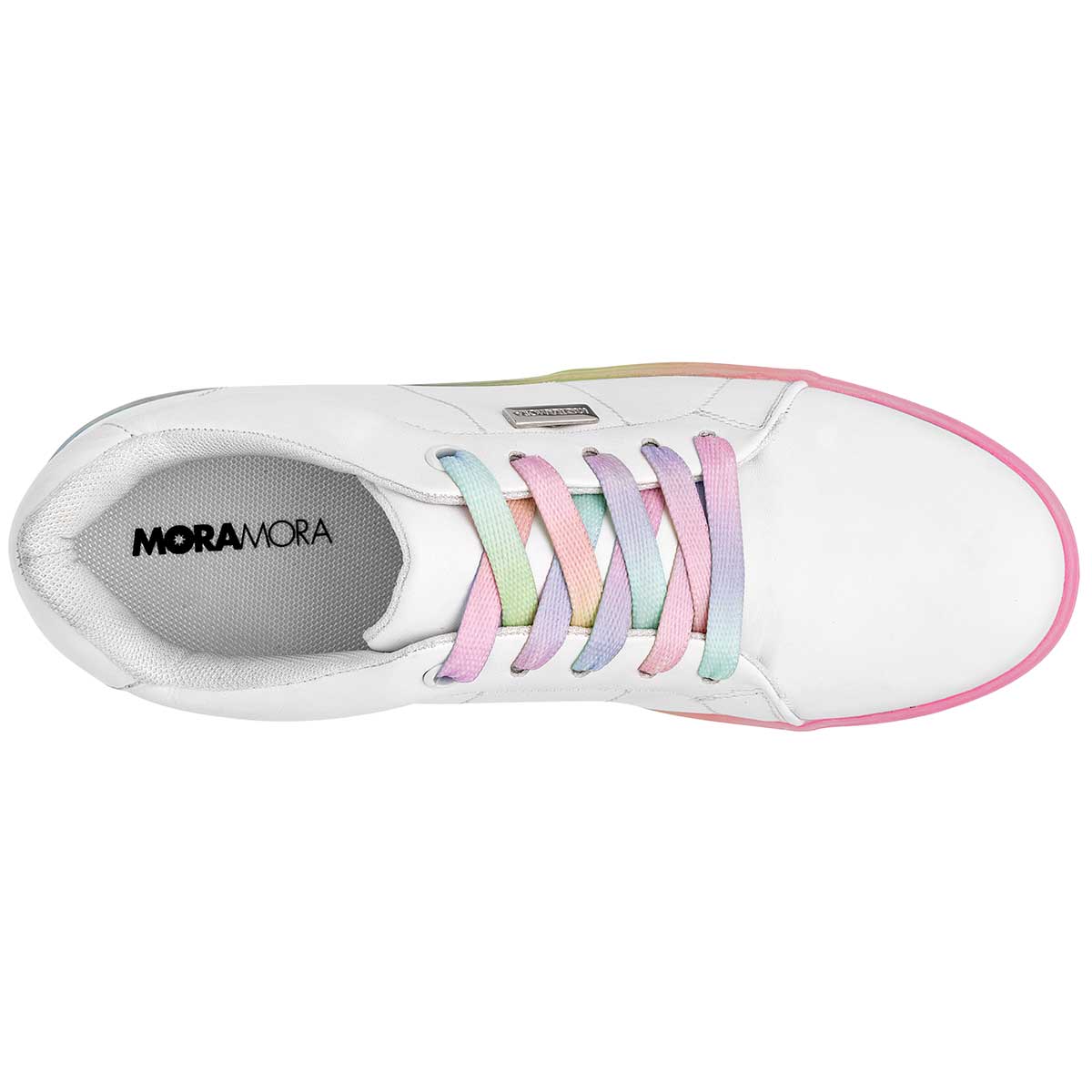 Tenis con cordones Exterior Sintético Color Blanco Con Verde Para Mujer De Moramora