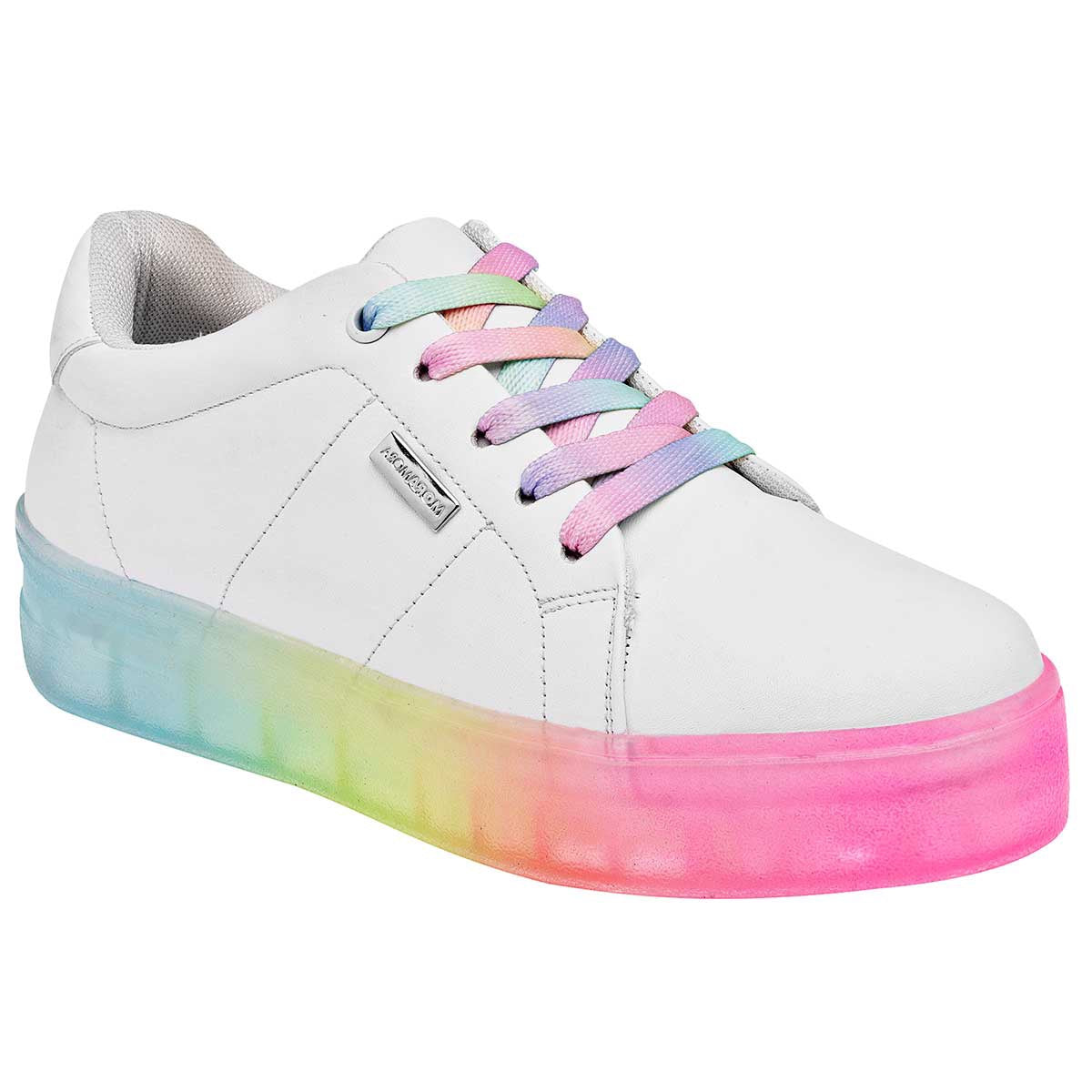 Con cordones Exterior Sintético Color Blanco Con Verde Para Mujer De Moramora