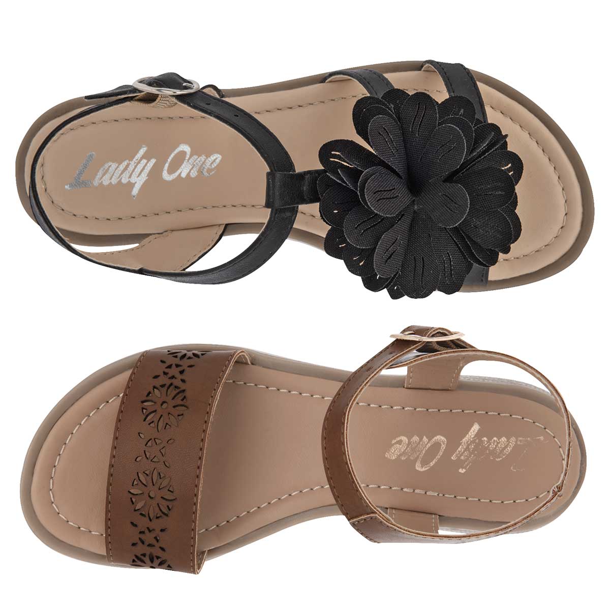 Sandalias Exterior Sintético Color Negro Con Camel Para Niña De RBCOLLECTION