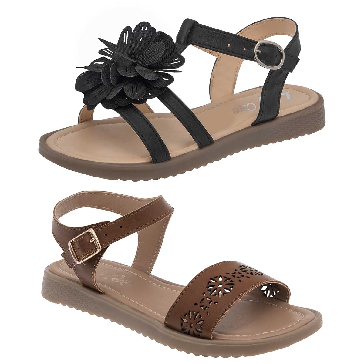 Sandalias Exterior Sintético Color Negro Con Camel Para Niña De Lady One