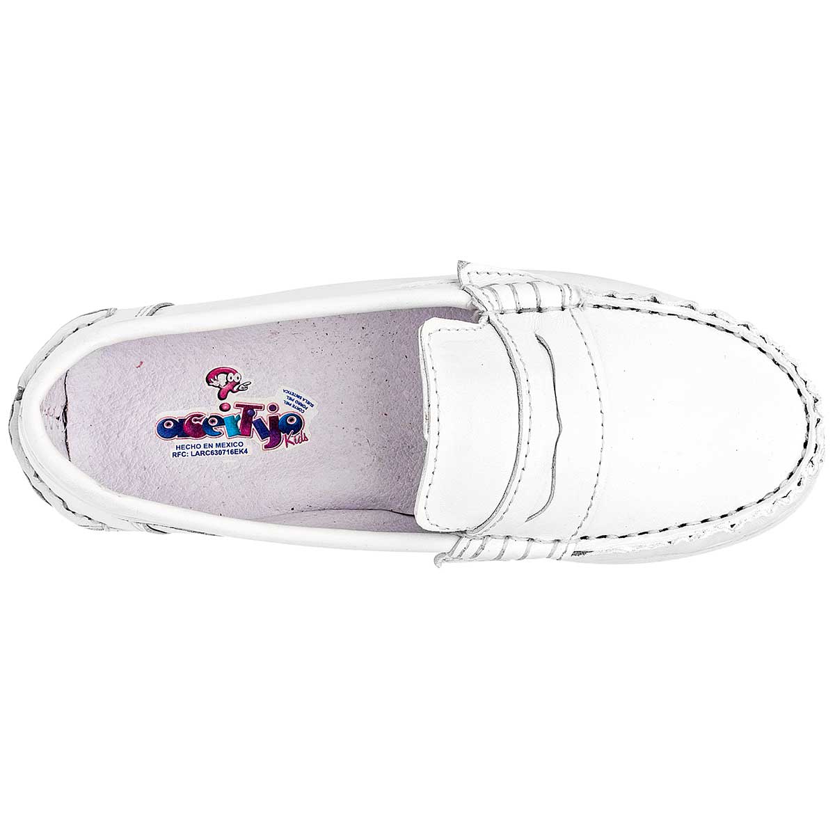 Mocasín Exterior Piel Color Blanco Para Niño De Acertijo