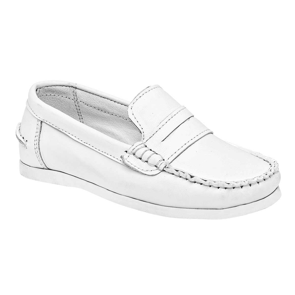 Mocasín Exterior Piel Color Blanco Para Niño De Acertijo