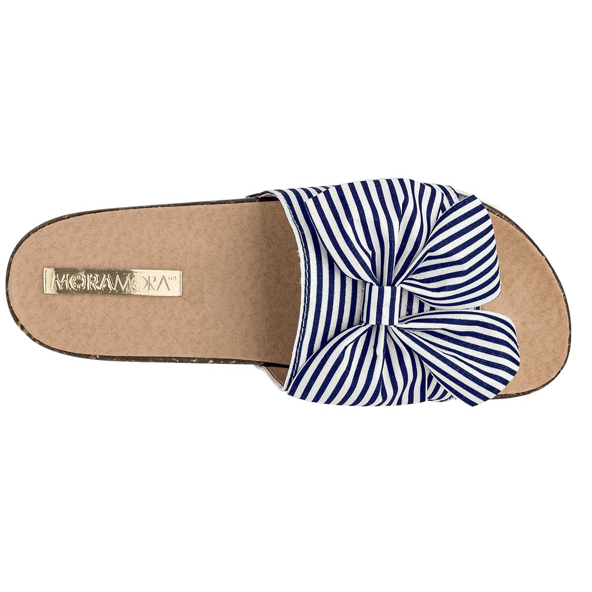 Sandalias de piso Exterior Textil Color Marino Con Blanco Para Mujer De Moramora