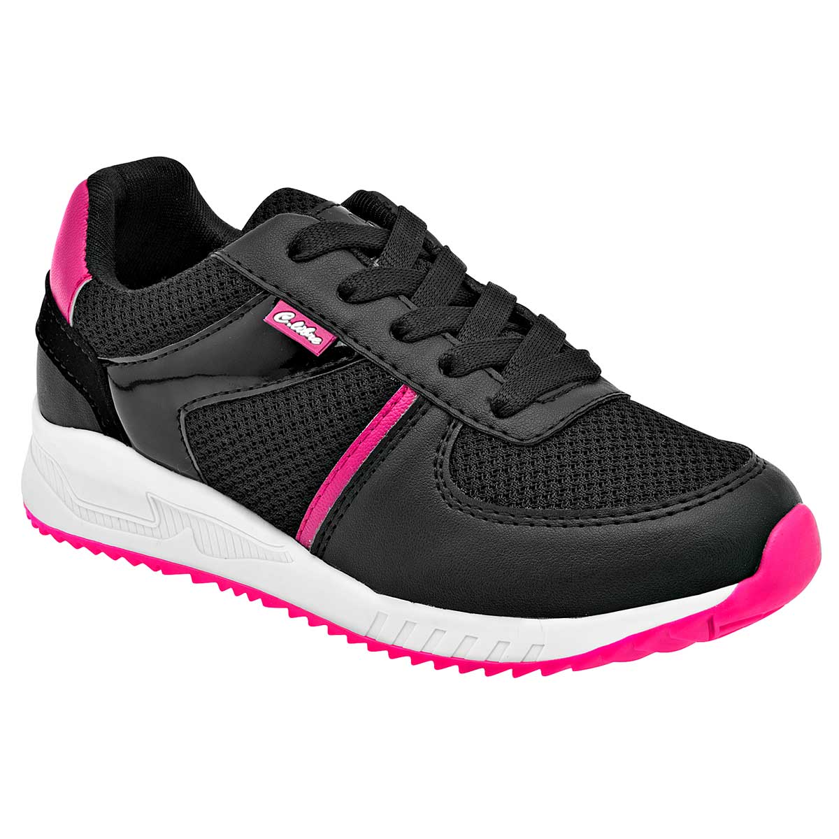 Tenis tipo deportivo Exterior Piel sintética Color Negro Con Fiusha Para Mujer De C Libre