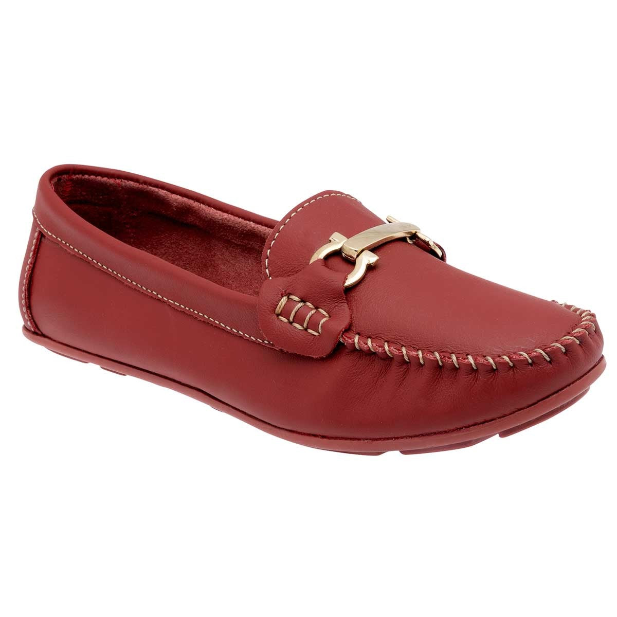 Mocasines Exterior Piel Color Rojo Para Mujer De Clasben