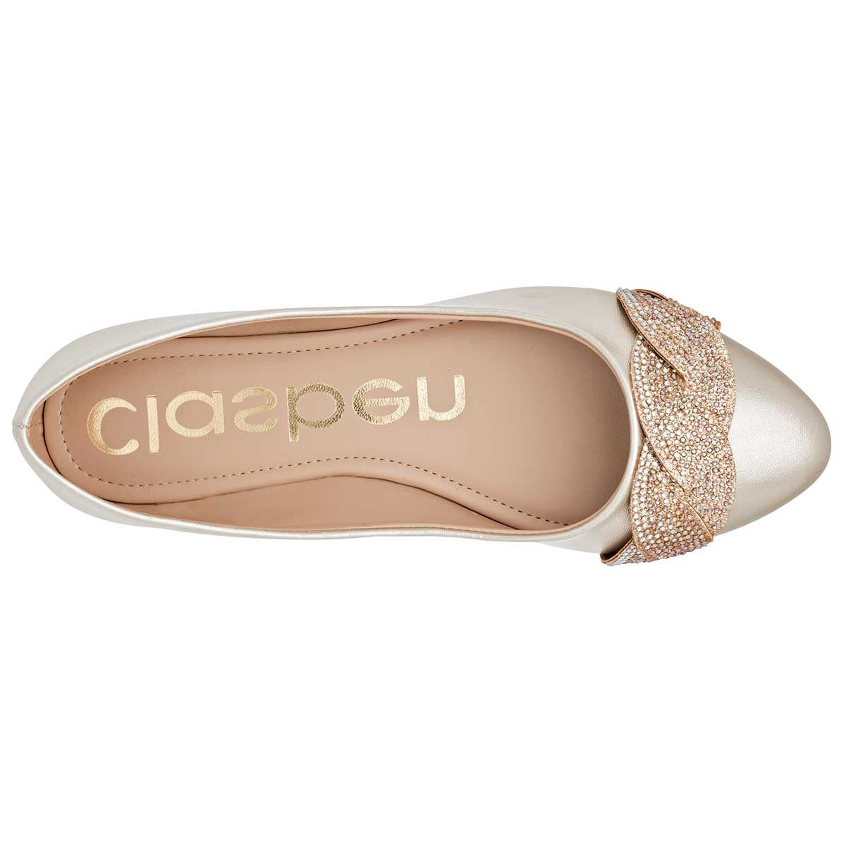 Flats clásicas Exterior Piel sintética Color Oro Para Mujer De Clasben