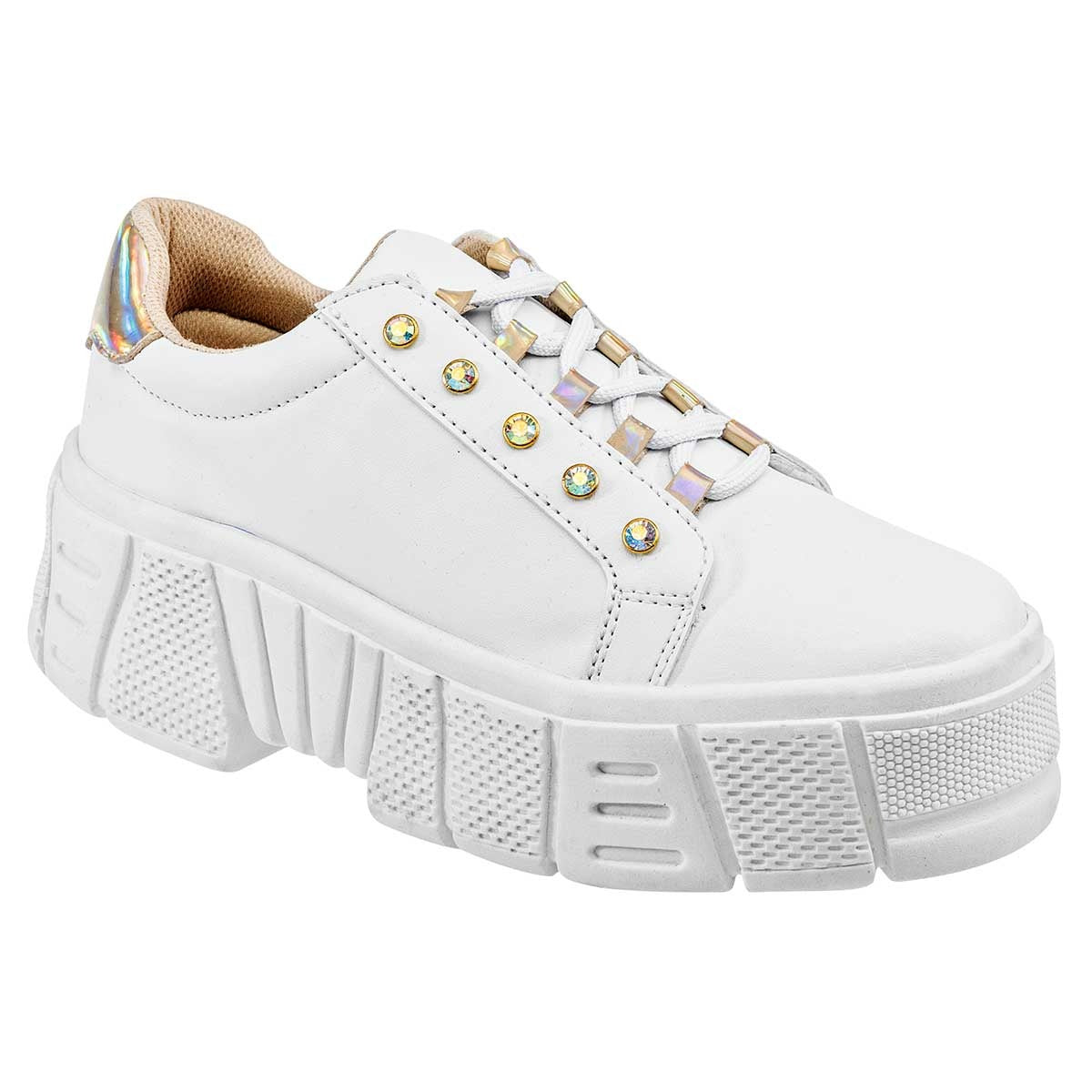 Tenis con cordones Exterior Sintético Color Blanco Oro Para Mujer De Daddy