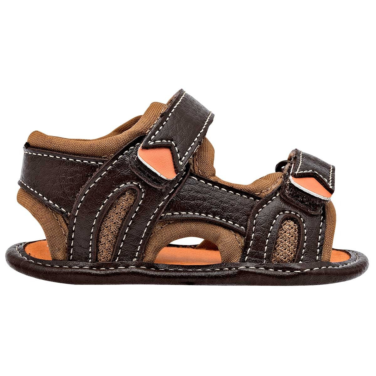 Sandalias Exterior Sintético Color Café Camel Para Niño De Ensueño