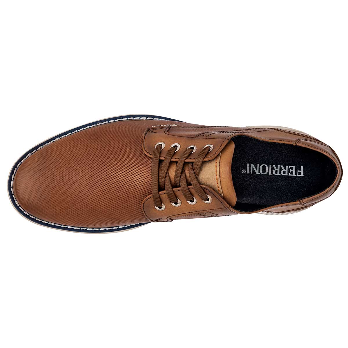 Oxfords Exterior Sintético Color Café Para Hombre De Ferrioni