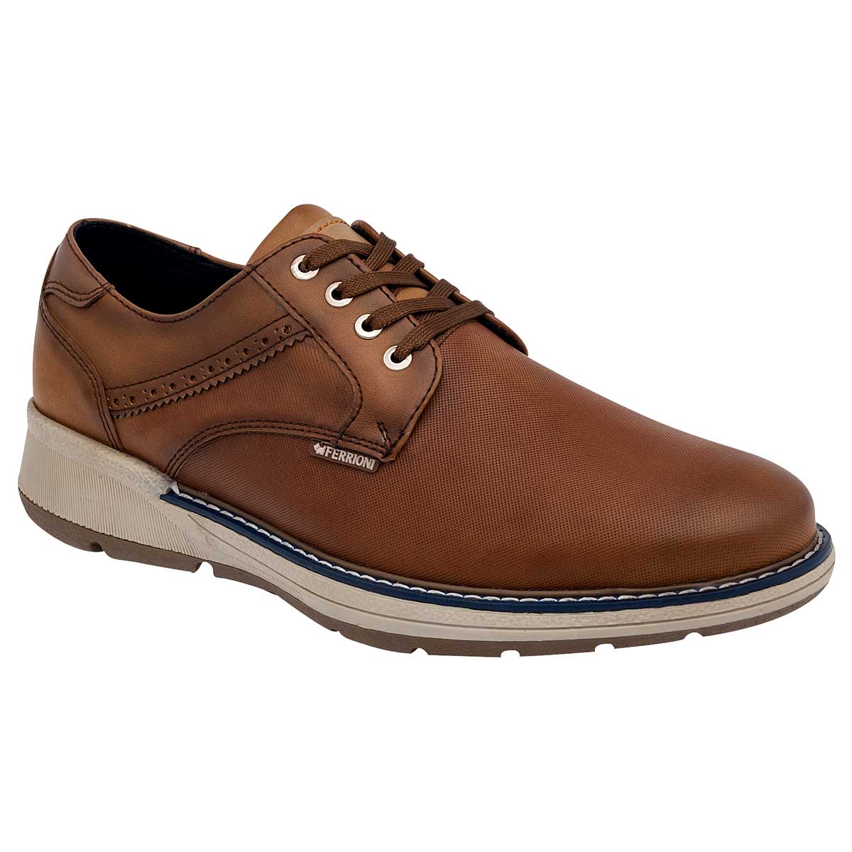 Oxfords Exterior Sintético Color Café Para Hombre De Ferrioni