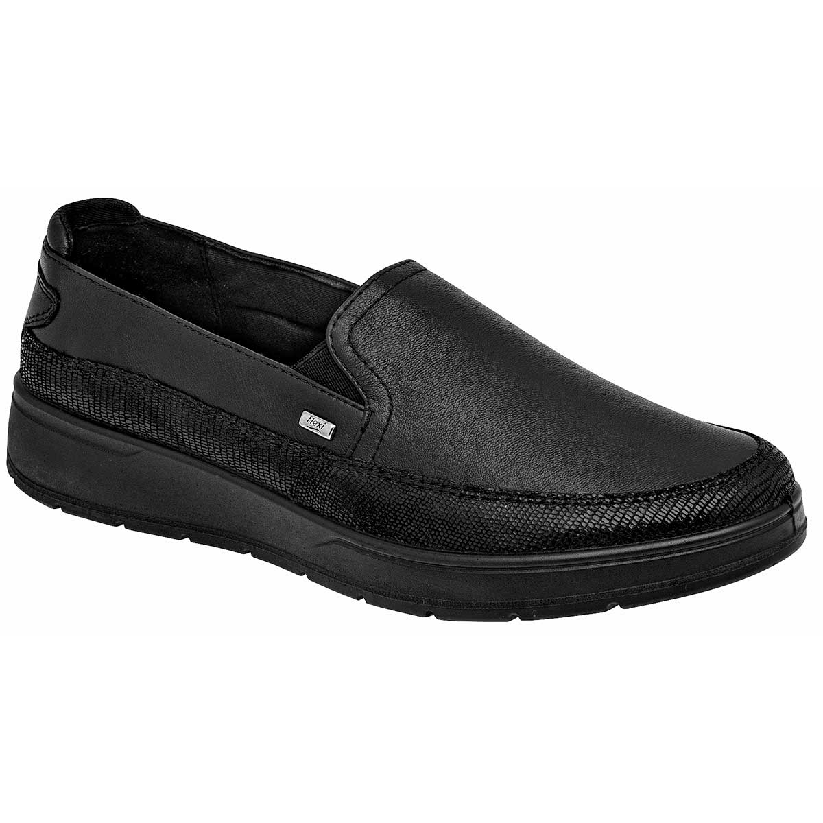 Confort Exterior Piel Color Negro Para Mujer De Flexi