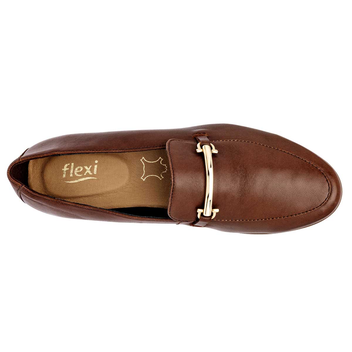 Flats puntales Exterior Piel Color Café Para Mujer De Flexi