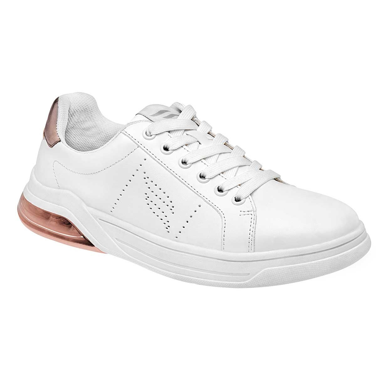 Tenis para Correr Exterior Piel sintética Color Blanco Oro Para Mujer De Flexi