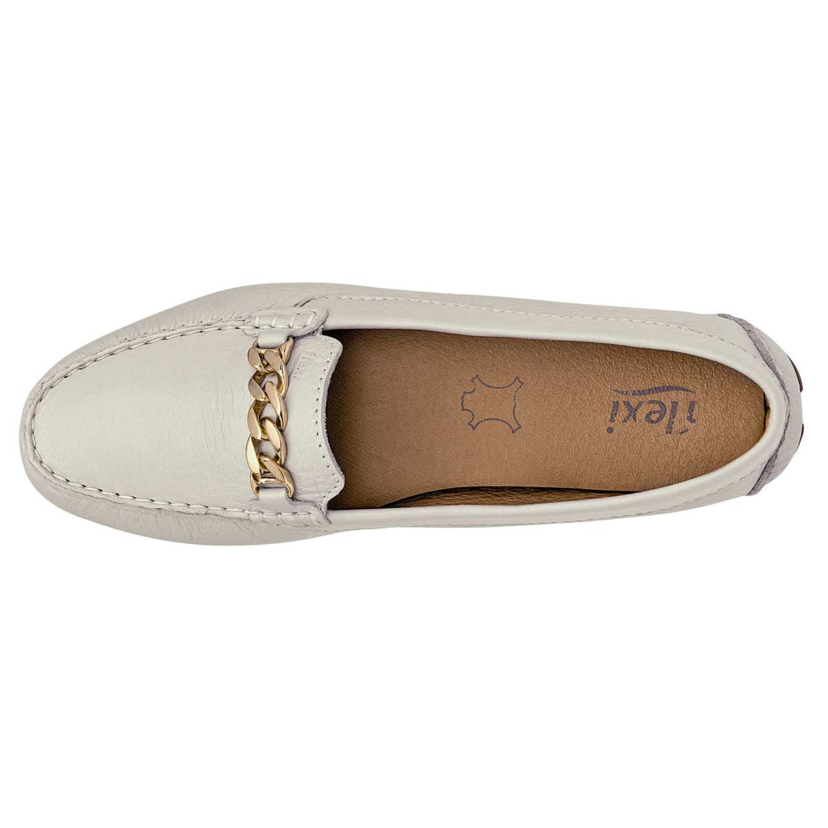 Mocasines Exterior Piel Color Beige  Para Mujer De Flexi