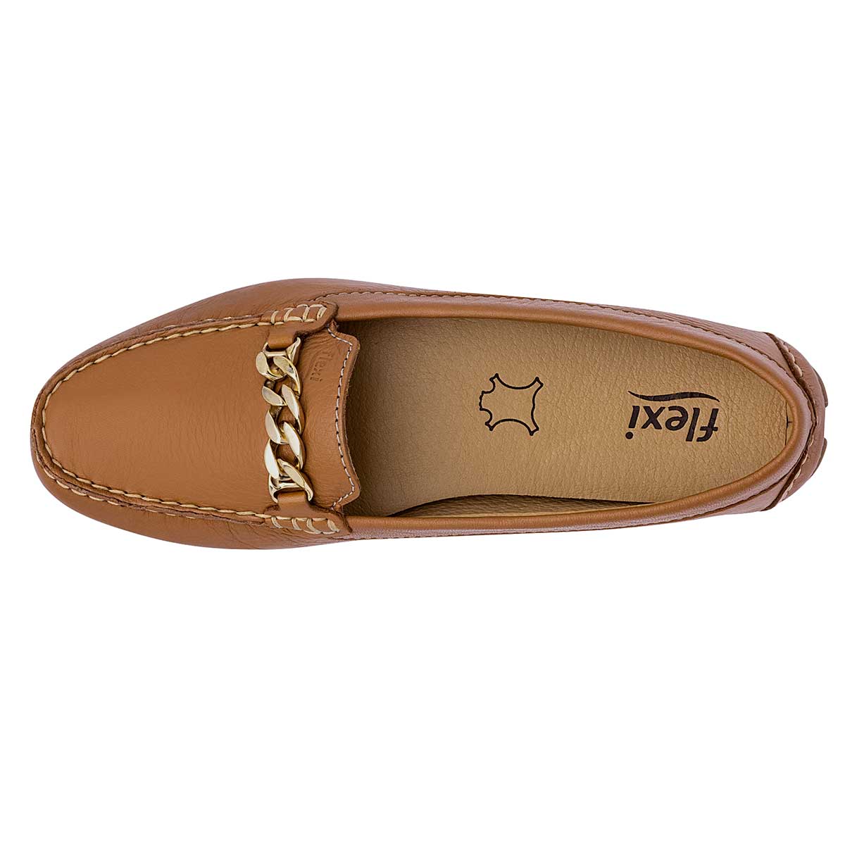 Mocasines Exterior Piel Color Camel Para Mujer De Flexi