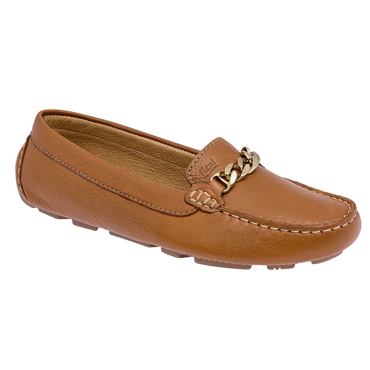 Mocasines Exterior Piel Color Camel Para Mujer De Flexi