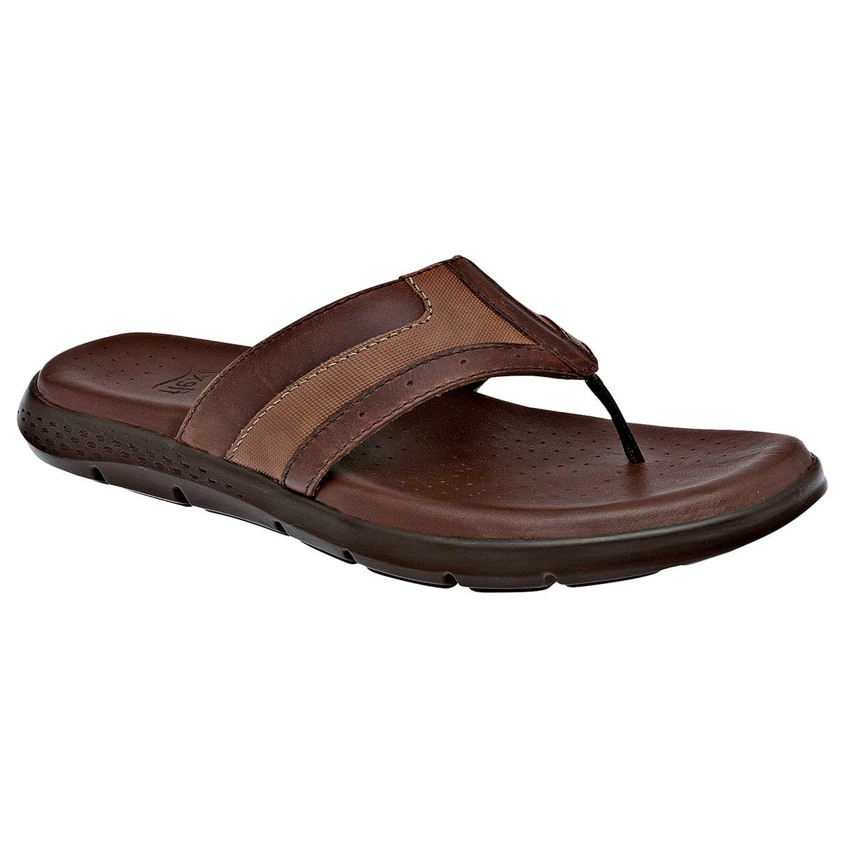 Sandalias Casuales Exterior Piel Color Café Camel Para Hombre De Flexi