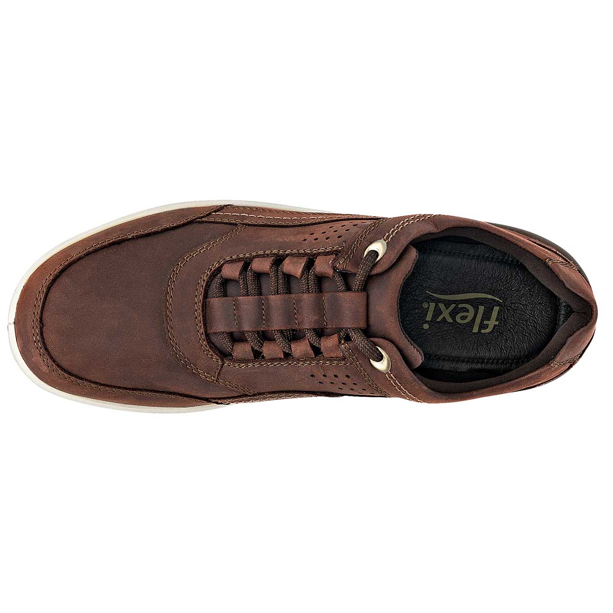 Tenis con cordones Exterior Piel Color Café Para Hombre De Flexi