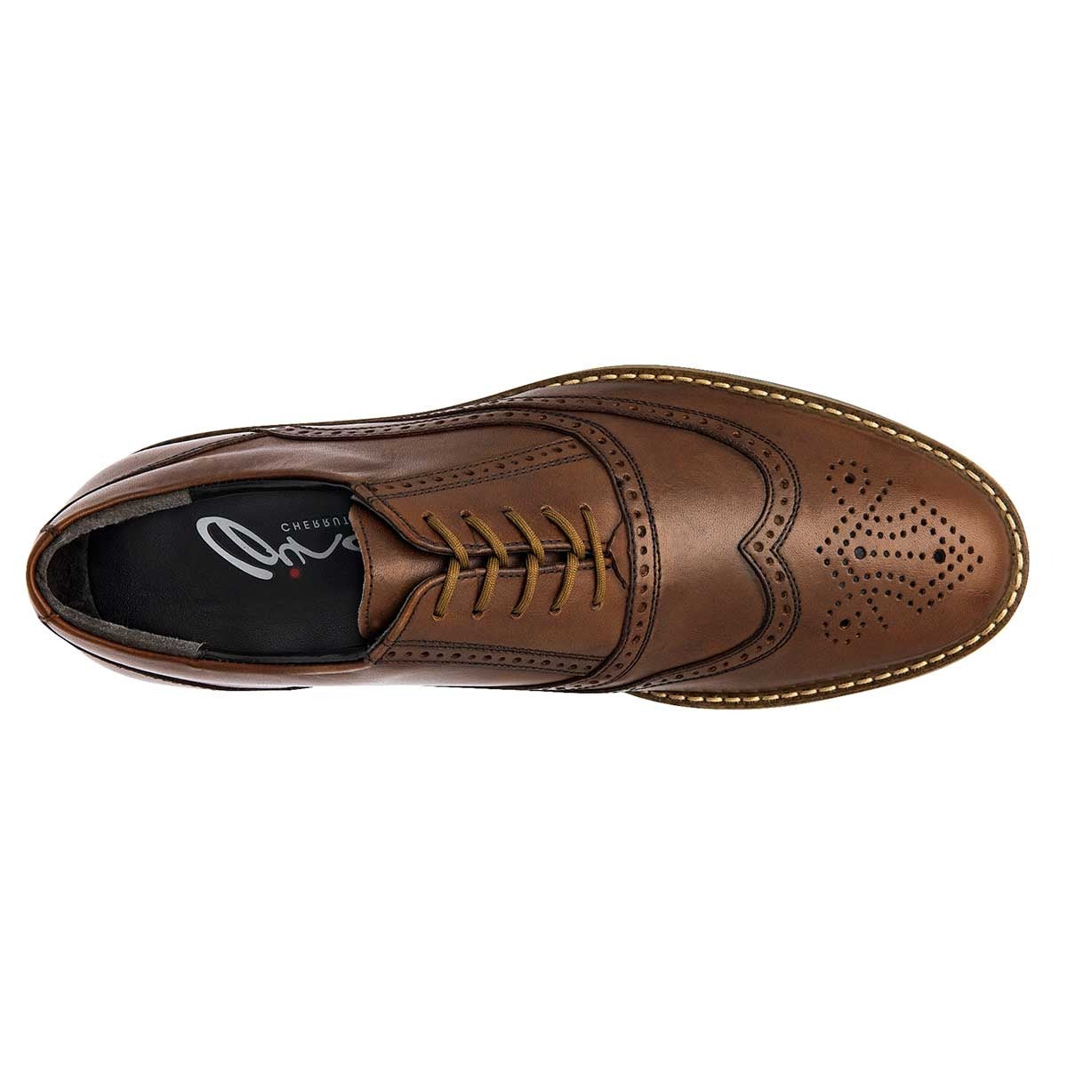 Oxfords Exterior Piel Color Café Para Hombre De Gino Cherruti