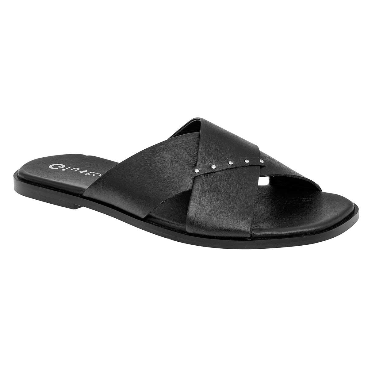 Sandalias de piso Exterior Piel Color Negro Para Mujer De Giusto